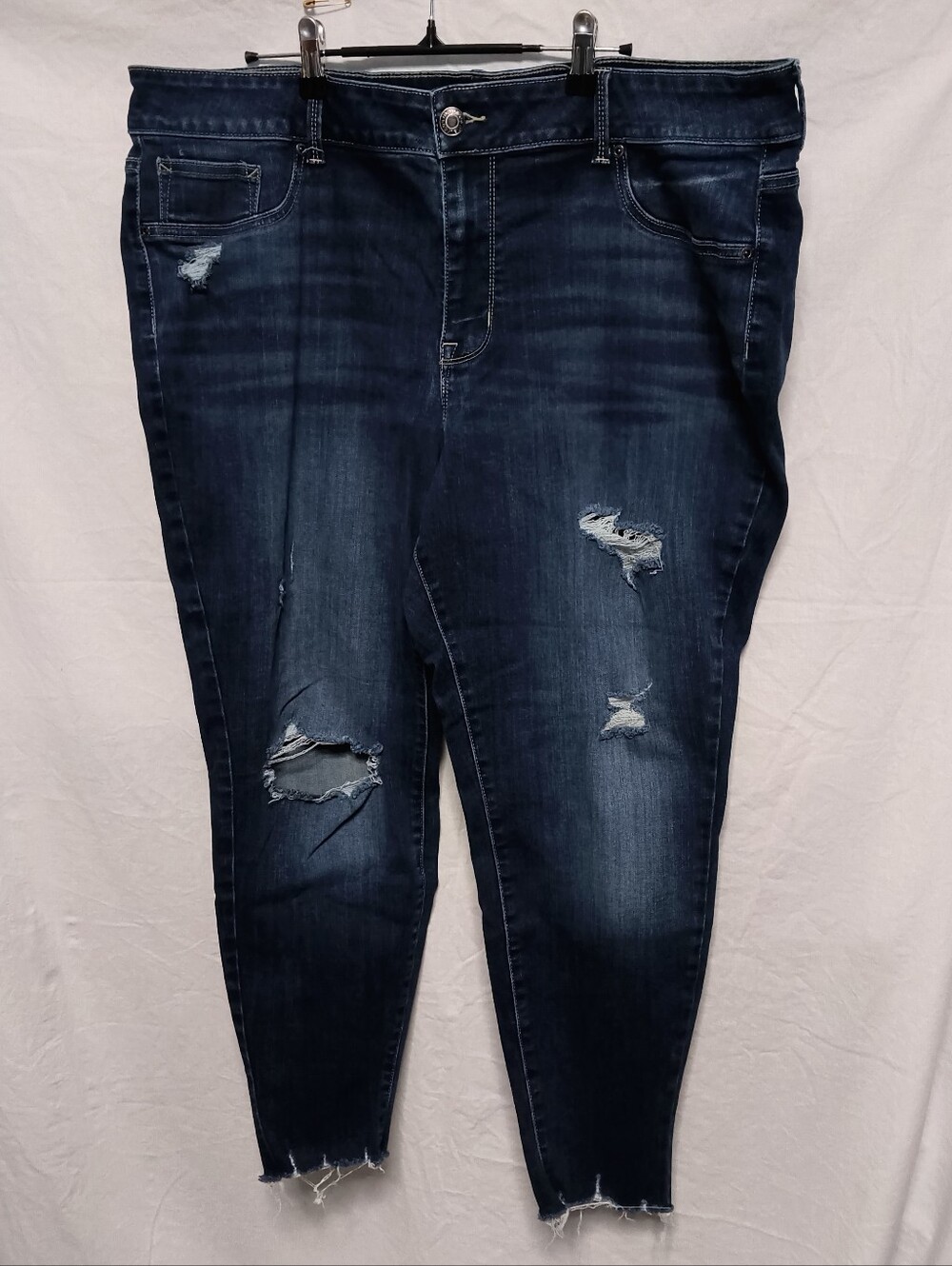 Maurices Dark Blue Distressed Skinny Jeans